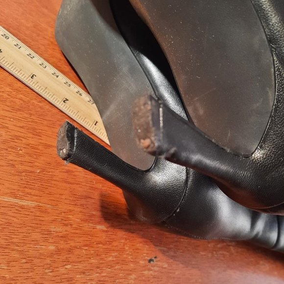 Steve Madden LAVAN BLACK LEATHER Boot Wide Calf Black Sizes 9 PreLoved - Picture 8 of 8